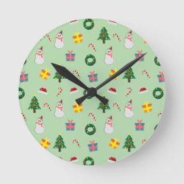 Reloj Redondo Mediano Christmas Gift – Cute Holiday Pattern with Snowman