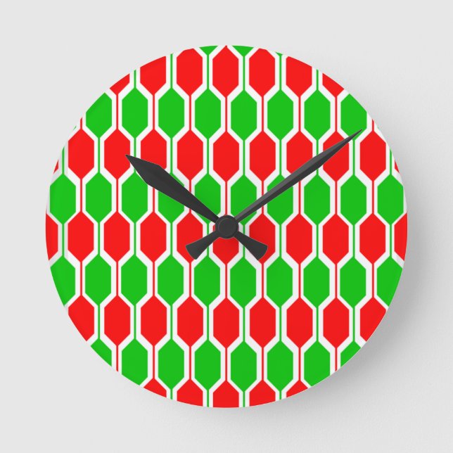 Reloj Redondo Mediano Christmas Hexagons (Anverso)