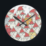 Reloj Redondo Mediano Christmas pattern with a lot of funny cats<br><div class="desc">Wall Clock</div>