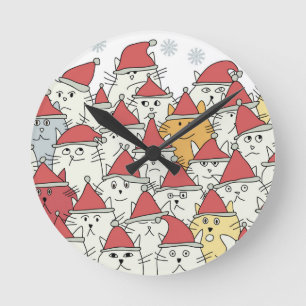 Reloj Redondo Mediano Christmas pattern with a lot of funny cats