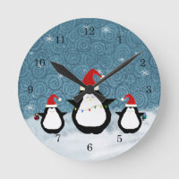 Christmas Penguins Clock