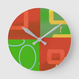 Reloj Redondo Mediano Christmas Red Green Geometric 