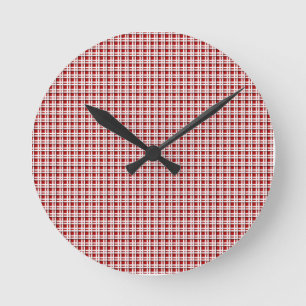 Reloj Redondo Mediano Christmas Tartan in Red and White