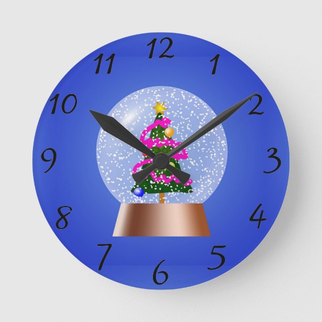 Reloj Redondo Mediano Christmas Tree Snow Globe (Anverso)
