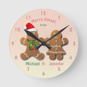 Reloj Redondo Mediano Christmassy Gingerbread Man and Gingerbread Lady