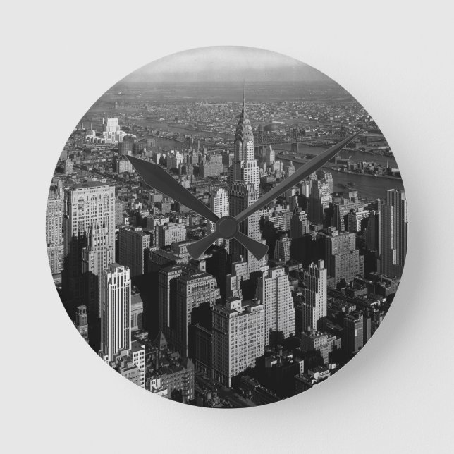 Reloj Redondo Mediano Chrysler Building New York Manhattan (Anverso)