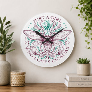 Reloj Redondo Mediano Cicada Cita Solo una Chica Que Ama las Cigarras