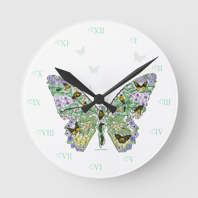 Reloj Redondo Mediano Ciclo vital de la mariposa (Anverso)