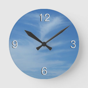 Reloj Redondo Mediano Cielo azul con nubes blancas Foto abstracta de la