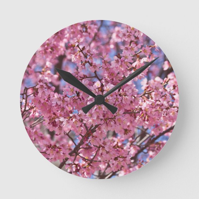 Reloj Redondo Mediano Cielo de cerezo rosa Sakura (Anverso)