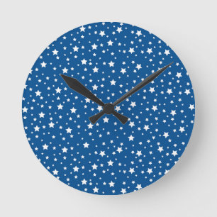 Reloj Redondo Mediano Cielo Estrellado Azul Estrellas Blancas Noches de 