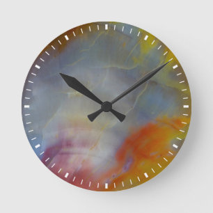 Reloj Redondo Mediano Cierre de la madera petrificada abstracta