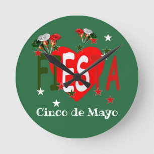 Reloj Redondo Mediano Cinco de mayo, fiesta mexicana