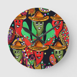 Reloj Redondo Mediano Cinco de Mayo Peppers