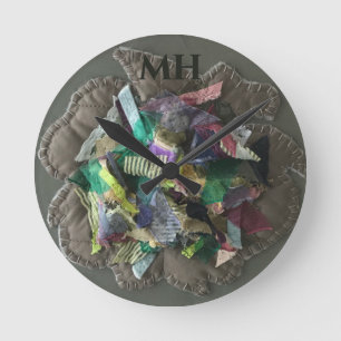 Reloj Redondo Mediano Cinta abstracta colorida de tela 3D personalizada