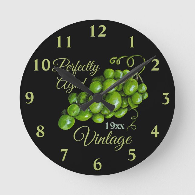 Reloj Redondo Mediano Cinta de pared de uvas (Anverso)