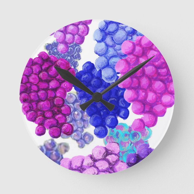 Reloj Redondo Mediano Cinta de pared de uvas (Anverso)
