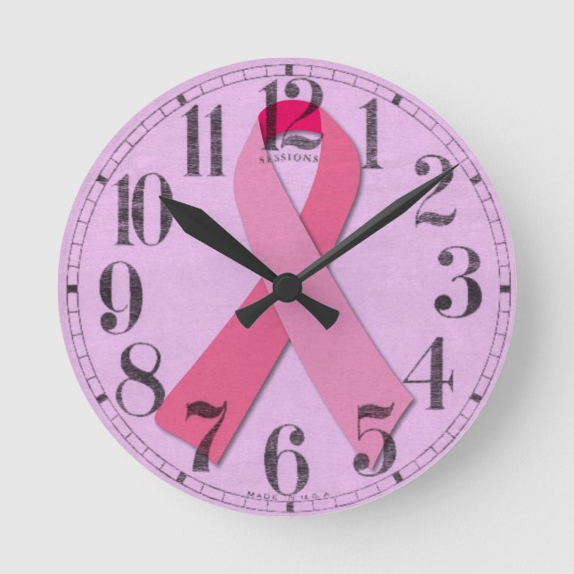 Reloj Redondo Mediano Cinta rosa (Anverso)
