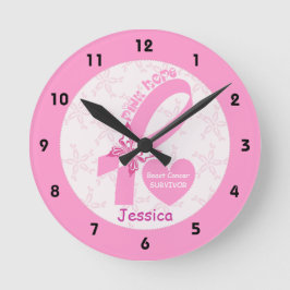 Reloj Redondo Mediano Cinta rosa Superviviente de cáncer de mama y front