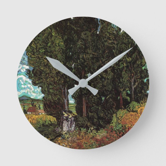 Reloj Redondo Mediano Cipreses con figuras femeninas de Vincent van Gogh (Anverso)
