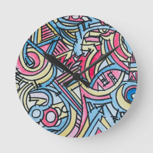 Reloj Redondo Mediano Circo de Tres Aros-Arte Geométrico Moderno