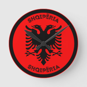 Reloj Redondo Mediano Círculo de águila negra albanesa 