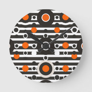 Reloj Redondo Mediano Círculo de franja retro naranja negro