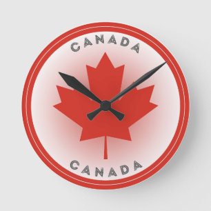 Reloj Redondo Mediano Círculo de hoja de arce de Canadá