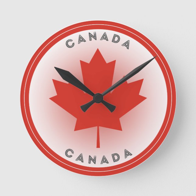 Reloj Redondo Mediano Círculo de hoja de arce de Canadá (Anverso)
