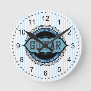 Reloj Redondo Mediano Círculo de notas de música de guitarra