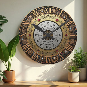 Reloj Redondo Mediano Círculo Musical de Quintas Reloj, Arte Mecánico