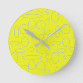 Reloj Redondo Mediano Círculos amarillos y bucles