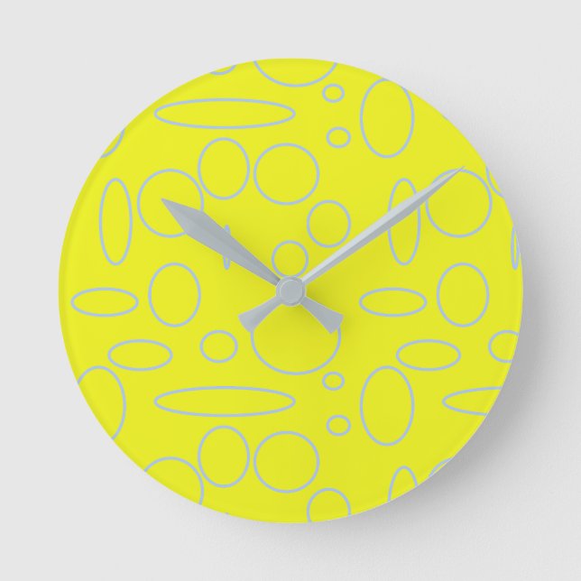 Reloj Redondo Mediano Círculos amarillos y bucles (Anverso)