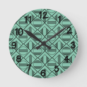 Reloj Redondo Mediano Círculos Art Deco y diamantes