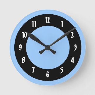 Reloj Redondo Mediano Círculos azul y negro de flor de maíz