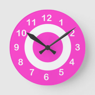 Reloj Redondo Mediano Círculos blancos y rosados