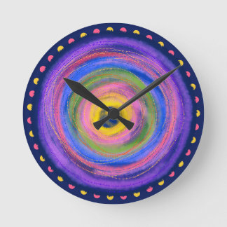 Reloj Redondo Mediano Círculos centrado vibrante Colorido - Acuarela