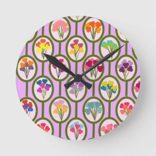 Reloj Redondo Mediano Círculos de flores 