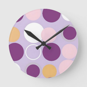 Reloj Redondo Mediano Círculos de lunares patrón moderno retro
