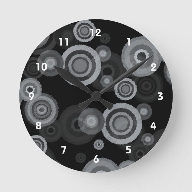 Reloj Redondo Mediano Círculos Funky Scribble (Anverso)