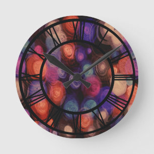 Reloj Redondo Mediano Círculos geométricos abstractos multicolores moder