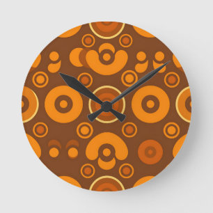 Reloj Redondo Mediano Círculos Retro Abstractos Groovy Patrón 1970