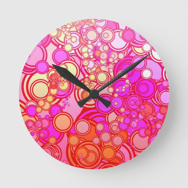 Reloj Redondo Mediano Círculos retros (Anverso)