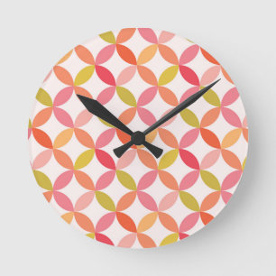 Reloj Redondo Mediano Círculos rosa naranja rojo modernos de mediados de
