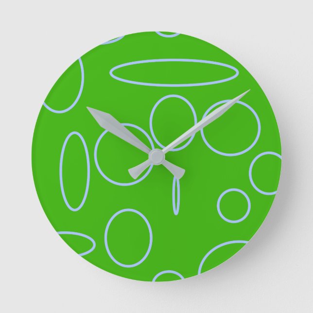 Reloj Redondo Mediano Círculos verdes (Anverso)