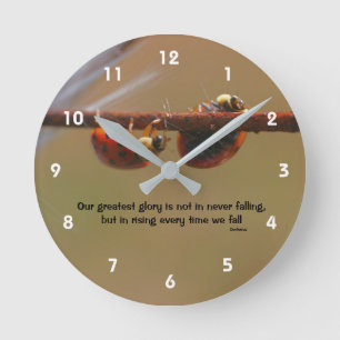 Reloj Redondo Mediano Cita de Confucio Inspiradora de Ladybugs Attitude