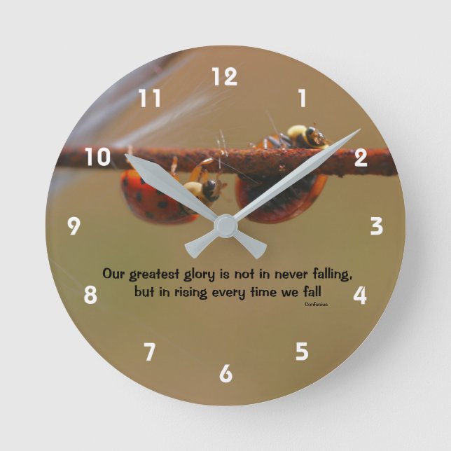 Reloj Redondo Mediano Cita de Confucio Inspiradora de Ladybugs Attitude (Anverso)