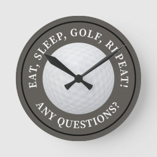 Reloj Redondo Mediano Cita de Golf Pelota de Golf Moderna Marrón Bronce