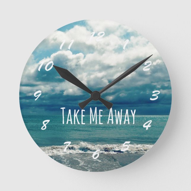 Reloj Redondo Mediano Cita de Take Me Away Beach (Anverso)