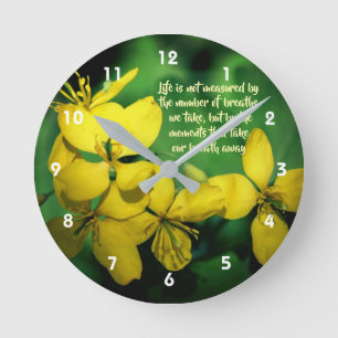 Reloj Redondo Mediano Cita Inspiradora de Vida Flores Silvestres